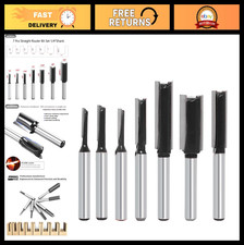 7Pcs Straight Router Bit Set 1/4" Shank, Double Flute Dado Bits for Woodworking