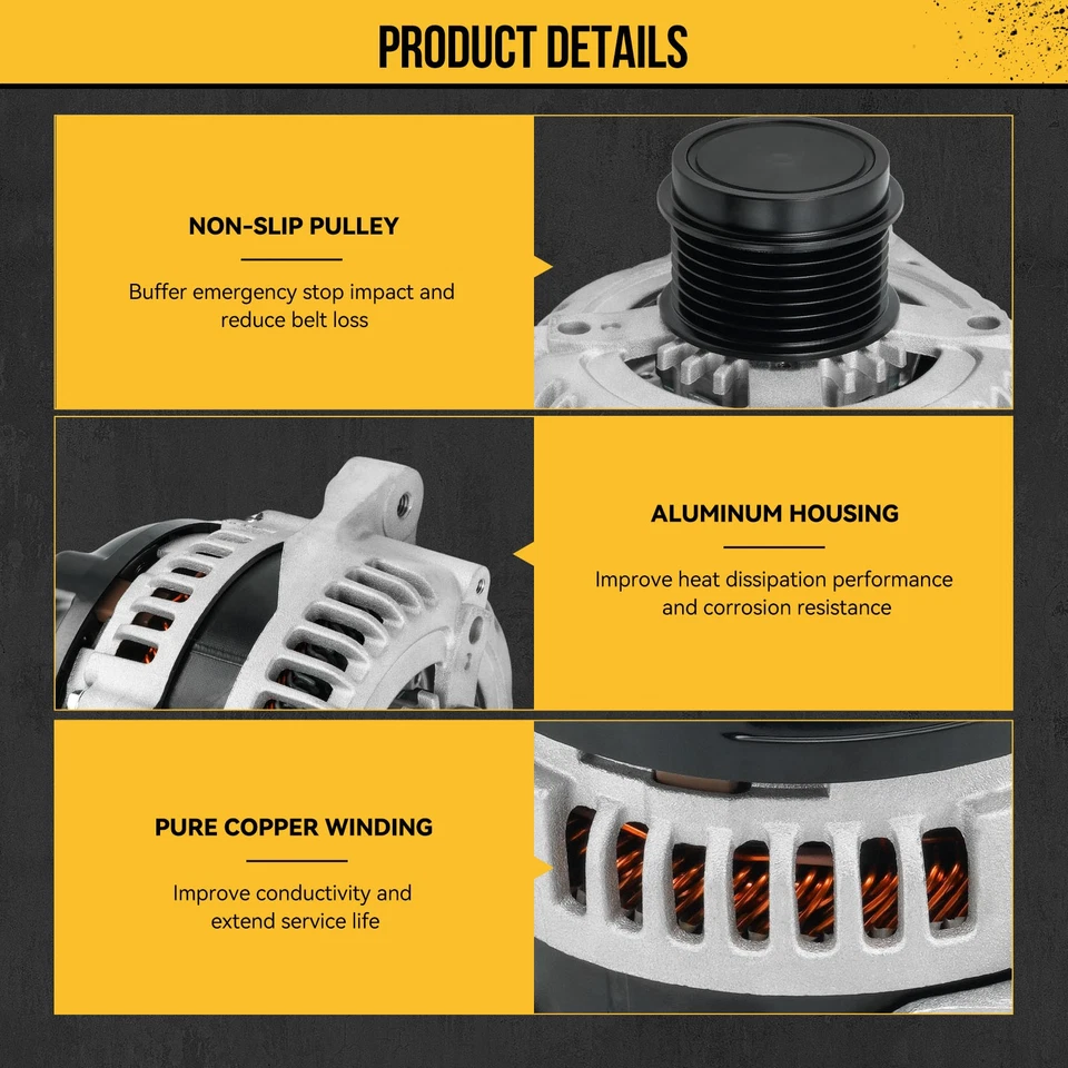 Alternator 12V 130A Fits 1996-2000 Dodge Grand Caravan And 2000 Dodge Caravan Foto 3 de 4