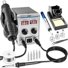 8586D 2-in-1 Soldering Station Hot Air Rework Gun LED Digital SMD Repair Kit