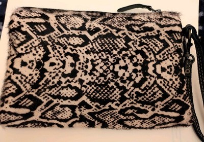 Myra Genuine Leather Calf Hair 9'' x 6'' Zip Brown/Beige Snake-Print