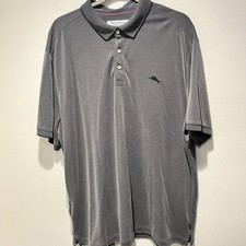 Tommy Bahama Island Zone Palm Coast Polo Shirt Mens XXL Gray Performance Golf