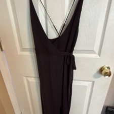 Silence & Noise women’s black V-neck adjustable strap wrap maxi dress size XS