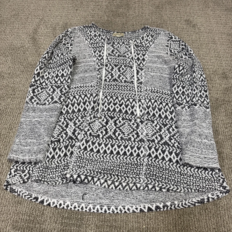 Suéter One World Negro Blanco Ligero Manga Larga Mujer’s Talla Grande Foto 3 de 4