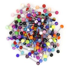 CrazyPiercing 110Pcs Wholesale 14g Tongue Ring General, Stainless Steel Bar