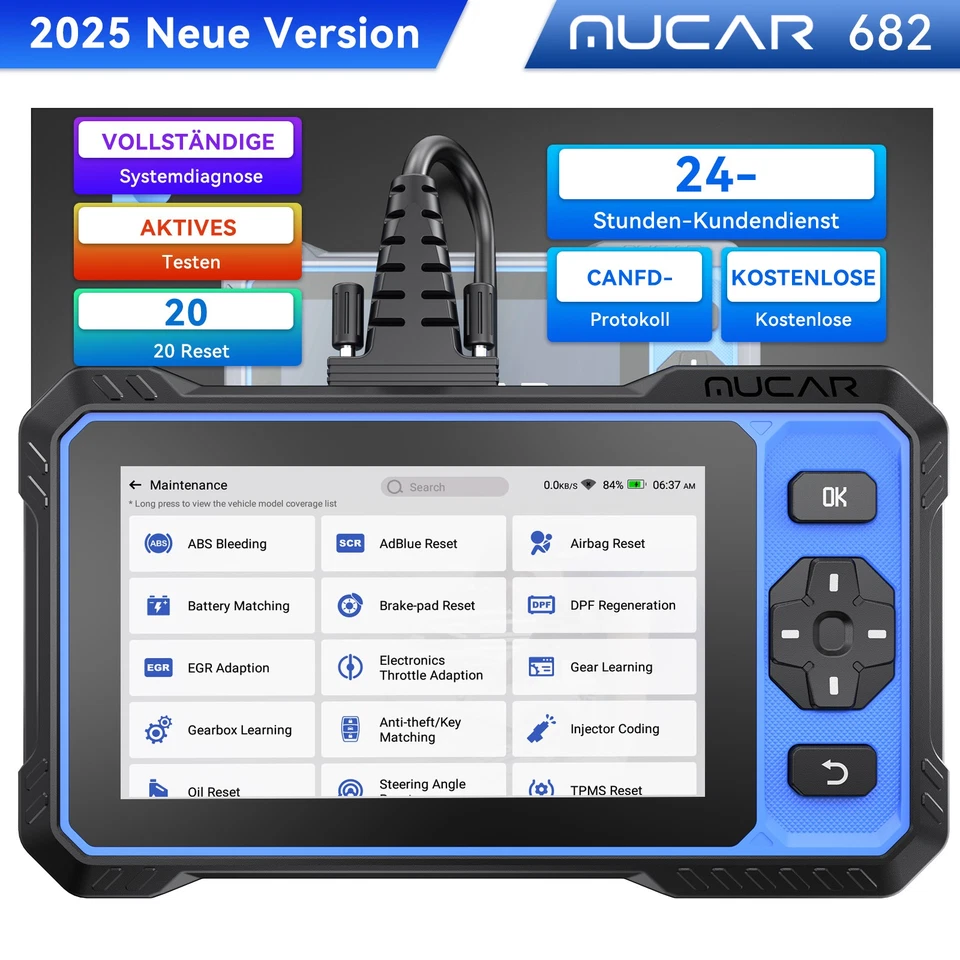 MUCAR 682 Profi KFZ Diagnosegerät Auto OBD2 Scanner ALLE SYSTEM 20 Reset CAN FD