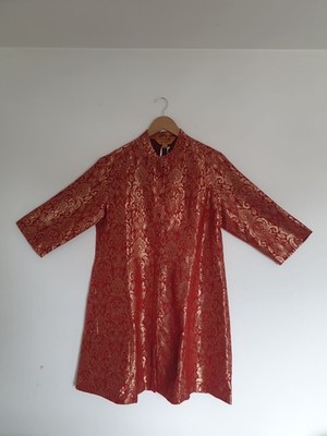 Atemberaubende April Cornell Bollywood Churidar Jacke Kleid Hochzeit Gr. L Rot Gold