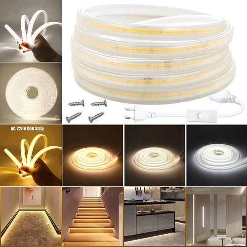 COB LED Streifen Stripe Lichtband Lichtschlauch 220V Wasserdicht Lichtpunkte