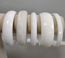 All Vintage Lot White Bangle Bracelets Sz 8 Plastic