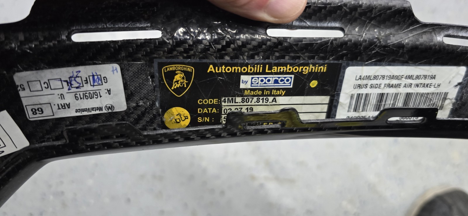 Lamborghini Urus Trim Front Bumper Splitter Side Carbon Fiber 4ML807819A