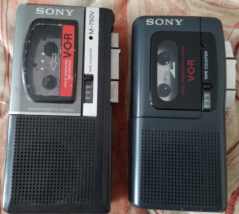 Vintage Two (2) Sony microcassette Voice Recorder M-717V M-750V (PARTS ONLY)