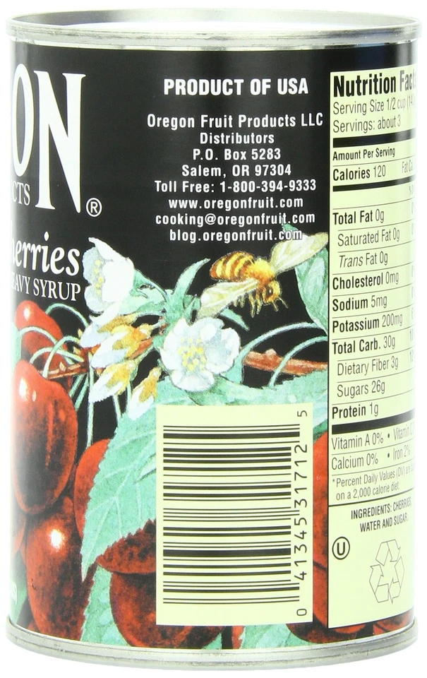 Oregon Fruit Dulce Cerezas Negras en Jarabe 15oz Paquete de 8 Todo Natural Foto 3 de 4