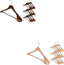 Light Walnut  Natural Wooden Hangers - 10 Pack for Stylish Organization