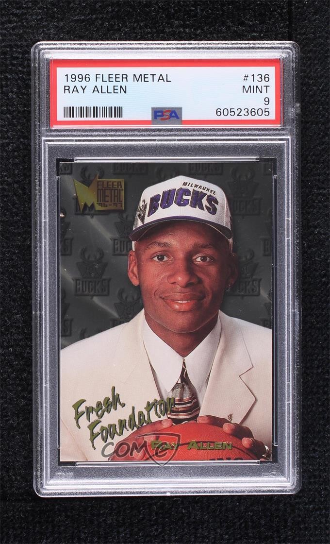 1996-97 Fleer Metal Fresh Foundation Ray Allen #136 PSA 9 MINT HOF 7qt