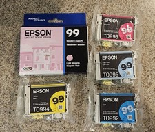 Epson 99 Genuine Ink Cartridges Lot of 5: Cyan,Yellow, Magenta, Lt Cyan,Lt Magen