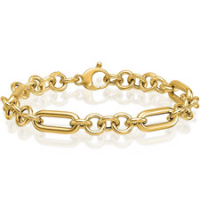 14K Solid Yellow Gold 8mm Chunky Rolo Paperclip Link Bracelet 7.5 inch Made in