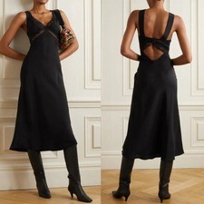 Reformation Provence Midi Dress Black Silk Lace Cut Out NWT Size XS