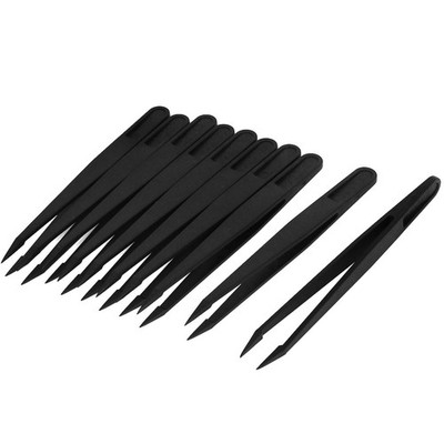 10 Stück Stoffbügel Schwarz Carbon Antistatisch mit Spitze 12 cm
