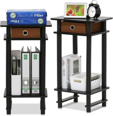 Tall and Narrow Espresso End Tables - Versatile Two-Pack for Small Spaces