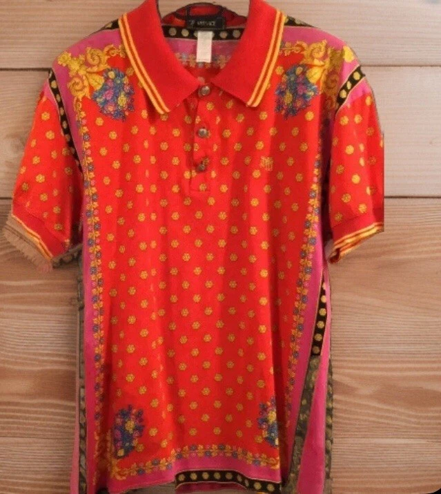 Versace — Gianni Versace Mens Polo Shirt 52 Donatella Vintage Collectors Chaos Couture
