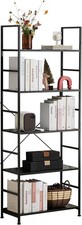 Space-Saving 5-Tier Wooden Bookshelf for Bedroom/Office   Holds Books, CDs, DVDs