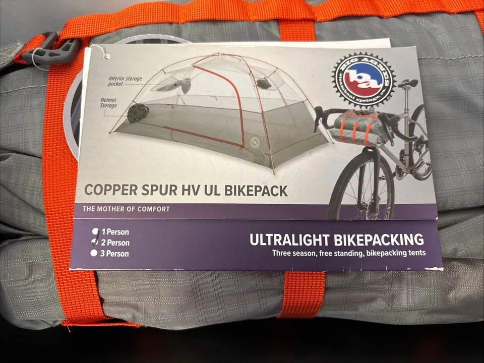 Big Agnes Copper Spur HV Ultraligero UL2 Bikepack 2 Personas Tienda Gris/Naranja $600 Foto 2 de 4