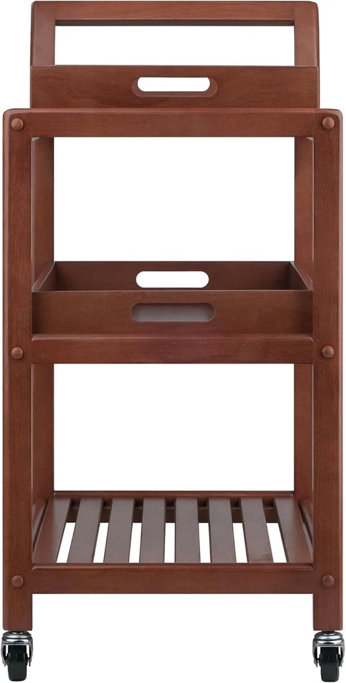 Carro de servir Winsome Albert de 3 niveles, nogal Foto 2 de 4