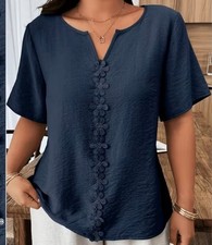 Sommer-Shirt Damen blau in Größe 3XL