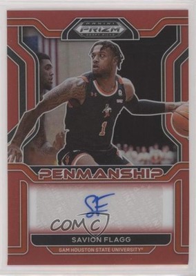 2022 Panini Prizm Draft Picks College Penmanship Red /199 Savion Flagg Auto y8h
