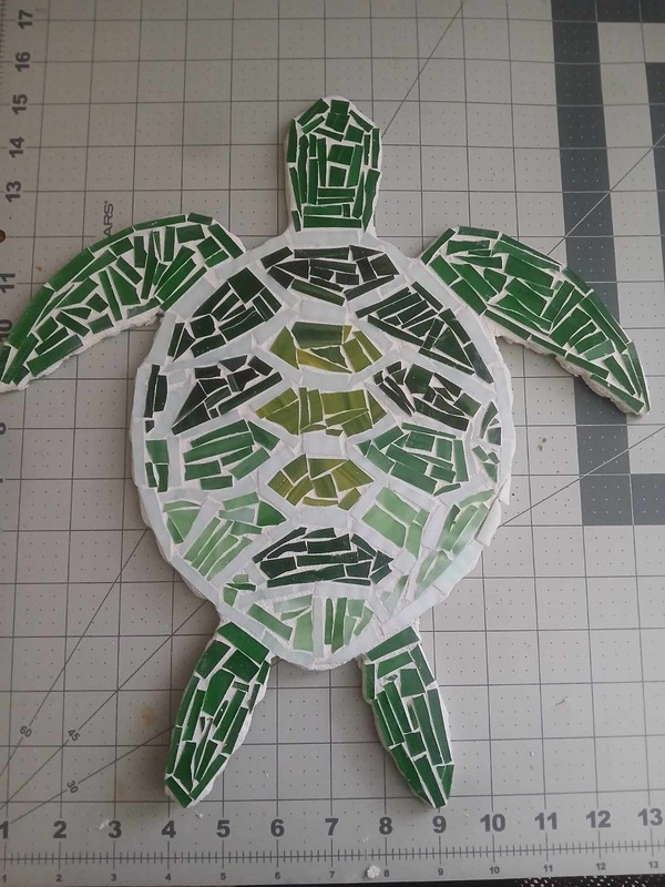Handmade Mosaic Sea Turtle: Ocean, beachy,  Green, 14"x10" Wall/Garden Decor
