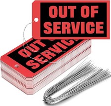 100 Pack Out of Service Tags Maintenance Repair Tags with Wires Attached