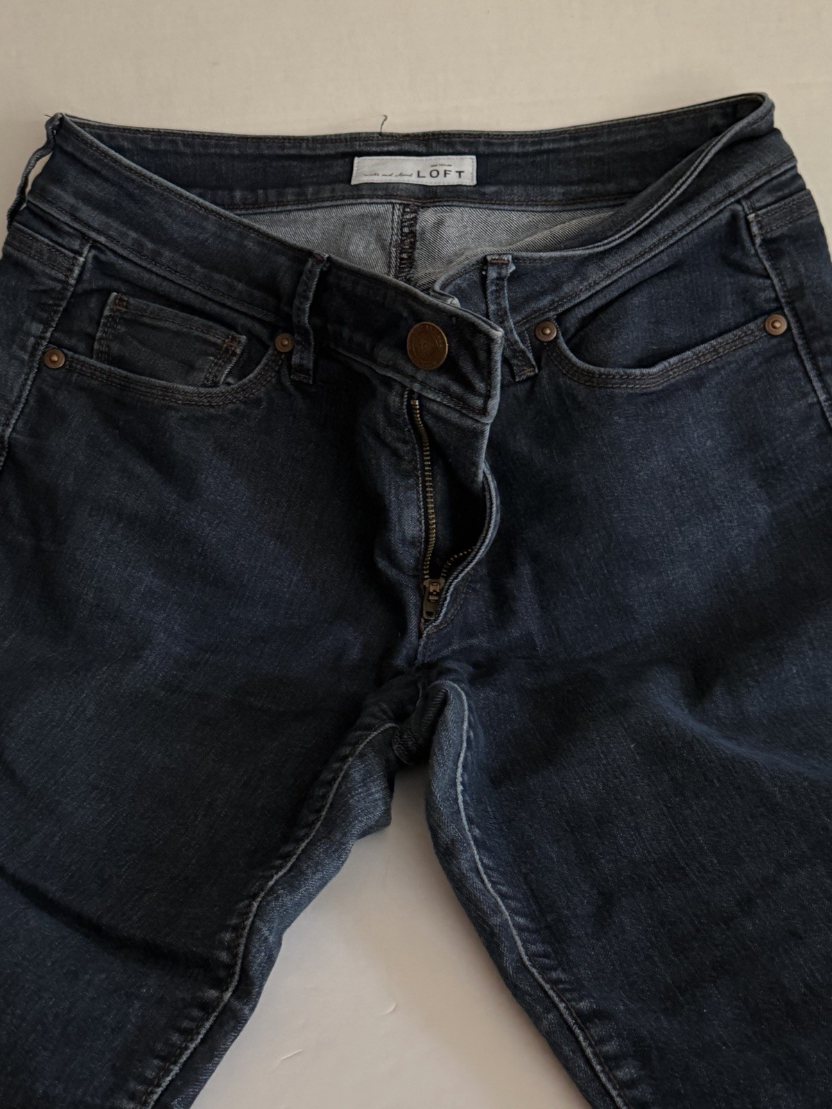 Ann Taylor Loft NYC Curvy Straight Size 8 Women's Denim Jeans 30X 27 Dark Wash