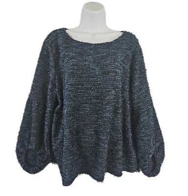 Vince Camuto Sweater Womens 1X Metallic Textured Pullover Bishop Sleeve Cozy