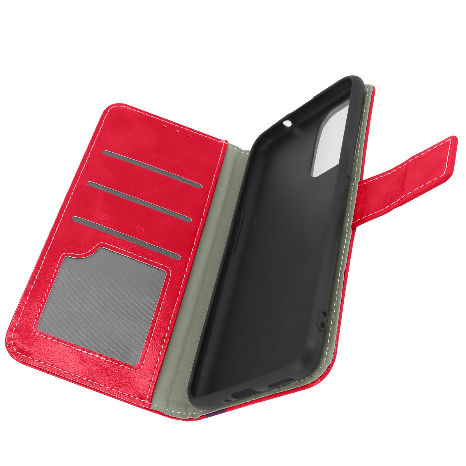 Etui pour Oppo Find X3 Neo housse portefeuille support vidéo rouge antichoc