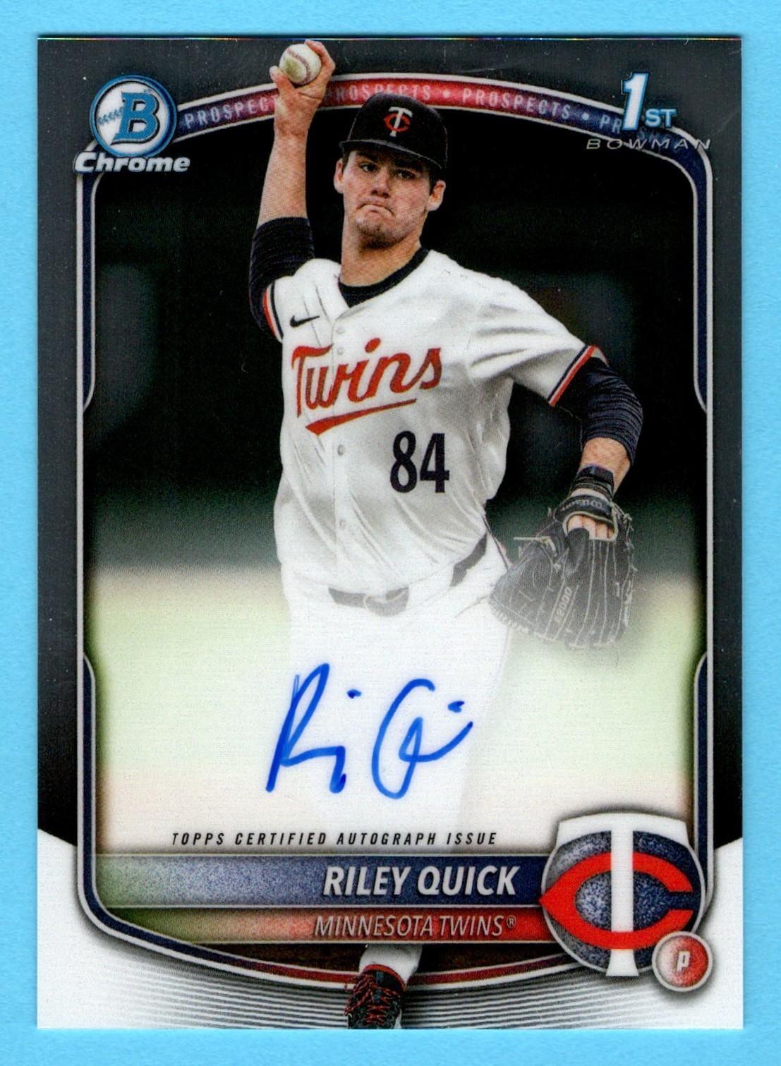 Riley Quick 2025 Bowman Chrome Draft 1st Year Prospect Autograph Minnesota Twins