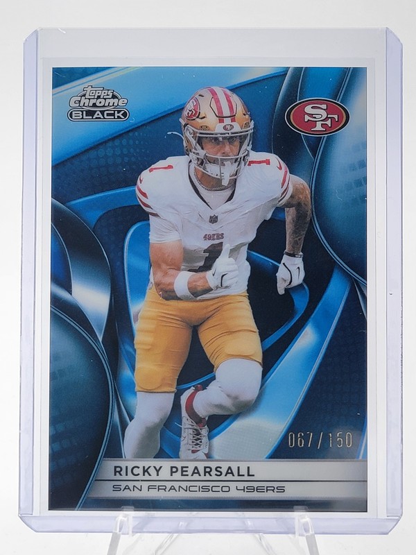 RICKY PEARSALL 2025 TOPPS CHROME BLACK ROOKIE BLUE REFRACTOR RC /150 49ERS Q7468