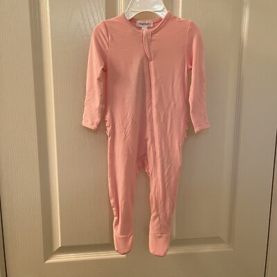 Angel Dear Pink Ruffle Zipper Footie Sleeper Bamboo Size 3-6 Months NWT