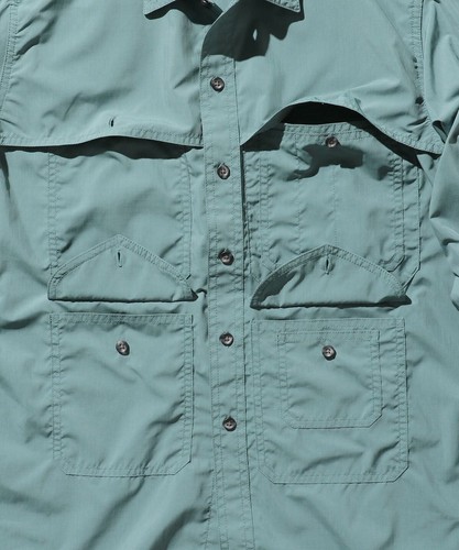 BEAMS PLUS Ripstop Adventure Shirt Blue Multi-Function Pocket Size L or XL - Picture 4 of 19