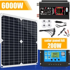 Complete Solar Panel Kit Solar 6000W Power Generator 100A Home 110V Grid System