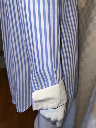 Polo Ralph Lauren gestreiftes Langarmhemd aus Seide mit Knopfleiste Größe 8 - Bild 5 von 6