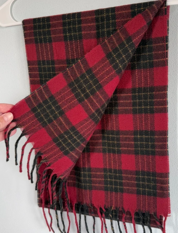 Christian Dior Faux Plaid Scarf Red One Size FIts Most Unisex - Image 2 of 4