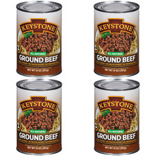 4 Canned Keystone Ground Beef 14 oz Emergency Survival Off-Grid Food Exp 2031