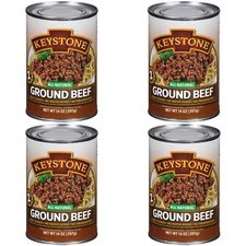 4 Canned Keystone Ground Beef 14 oz Emergency Survival Off-Grid Food Exp 10/2029