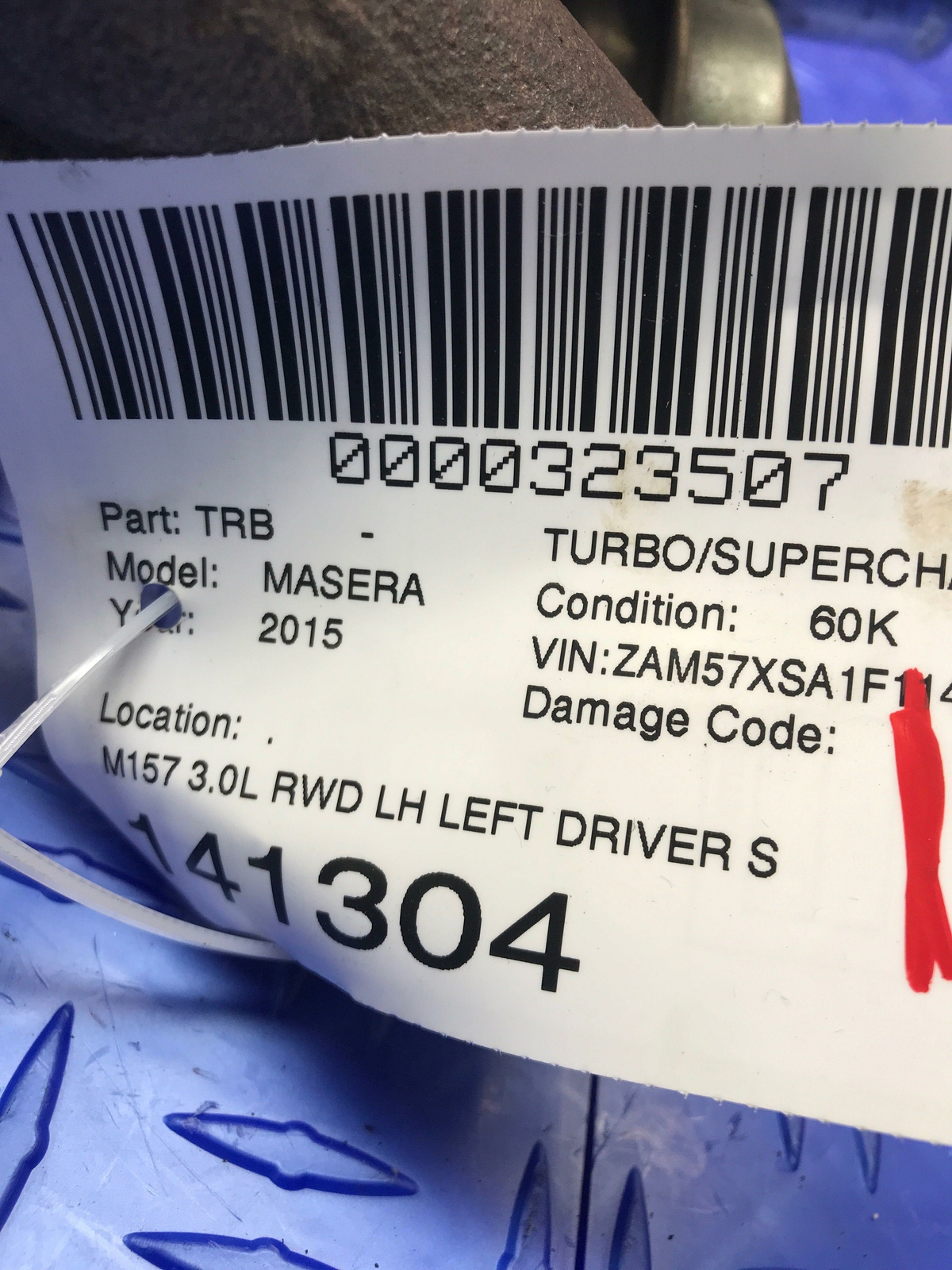 2014 - 2019 MASERATI GHIBLI M157 3.0L RWD LH LEFT DRIVER ENGINE TURBOCHARGER OEM