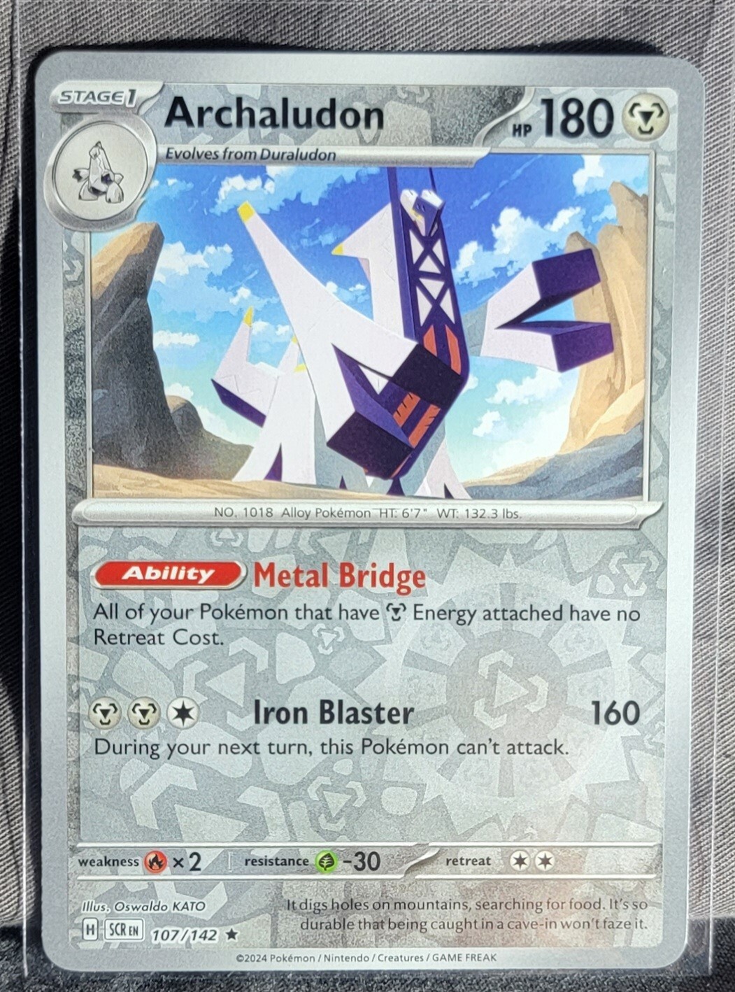 Pokemon TCG Card Archaludon 107/142 S&V Stellar Crown Rare Reverse Holo NM