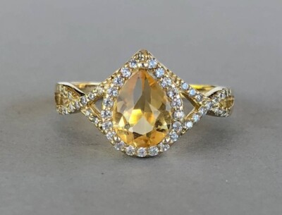 2ct Simulated Yellow Sapphire Halo Infinity Engagement Ring Yellow Gold Plated