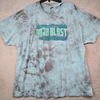 MOUNTAIN DEW BAJA BLAST SHIRT Mens 2XL XXL Blue TIE DYE CASUAL MT DEW Retro NWT