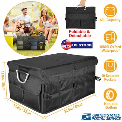 Car Trunk Storage Bag Organizer Box Collapsible Big Capacity Multi-Compartments