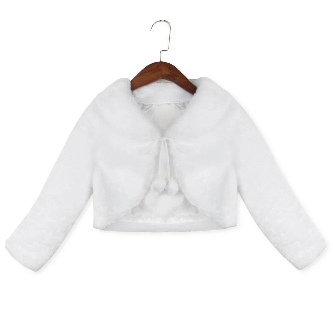 Girl Long Sleeve Faux Fur Flower Bolero Shrug Cardigan Party Wedding Jacket Coat