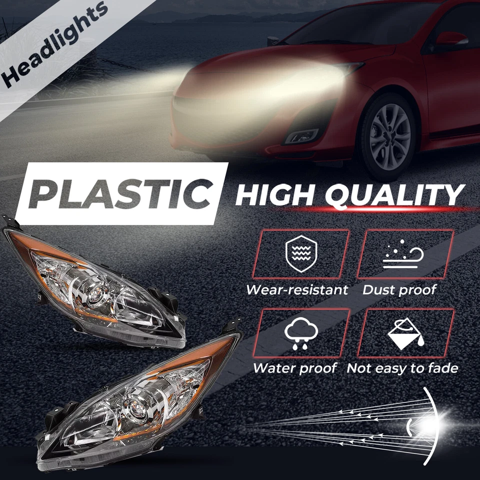 For Mazda 3 2010 2011 2012 2013 Headlights Assembly w/Projector Headlamp LH & RH - Image 4 of 4