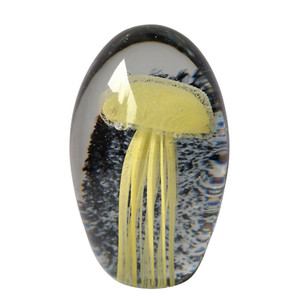 Briefbeschwerer Mit Weißer Qualle - Dekoratives Glas-Kunstwerk Für Den Schreibtisch